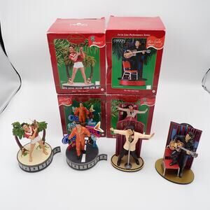 Carlton Cards Heirloom Collection Elvis Christmas Musical Ornaments 4pcs w/Boxes